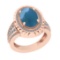 5.90 Ctw I2/I3 Aquamarine And Diamond 14K Rose Gold Vintage Style Engagement Ring