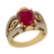 5.05 Ctw VS/SI1 Ruby And Diamond 14K Yellow Gold Cocktail Ring