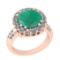 4.30 Ctw VS/SI1 Emerald And Diamond 14K Rose Gold Engagement Halo Ring