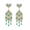 10.88 CtwVS/SI1 Emerald And Diamond 14K Yellow Gold Dangling Earrings( ALL DIAMOND ARE LAB GROWN )