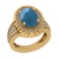 5.90 Ctw I2/I3 Aquamarine And Diamond 14K Yellow Gold Vintage Style Engagement Ring