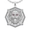 1.57 Ctw VS/SI1 Ruby And Diamond 14K White Gold Lion Head Leo Charm Necklace ALL DIAMOND ARE LAB GRO