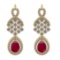 2.42 CtwVS/SI1 Ruby And Diamond 14K Yellow Gold Earrings ( ALL DIAMOND ARE LAB GROWN )