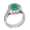 2.55 Ctw VS/SI1 Emerald And Diamond 14K White Gold Engagement Halo Rig