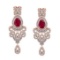 5.65 CtwVS/SI1 Ruby And Diamond 14K Rose Gold Dangling Earrings( ALL DIAMOND ARE LAB GROWN )