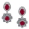 4.32 CtwVS/SI1 Ruby And Diamond 14K White Gold Dangling Earrings( ALL DIAMOND ARE LAB GROWN )