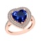 5.07 Ctw VS/SI1 Tanzanite And Diamond 14K Rose Gold Engagement Halo Ring