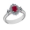 1.55 Ctw VS/SI1 Ruby And Diamond 14K White Gold Vintage Style Ring