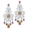 24.00 Ctw VS/SI1 Multi Stone Sapphire And Diamond 14K White Gold Dangling Earrings