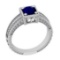 1.40 Ctw VS/SI1 Blue Sapphire And Diamond 14K White Gold Engagement /Wedding/Anniversary Ring