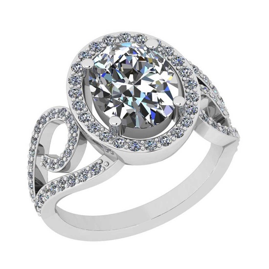 3.30 CtwVS/SI1 Diamond 14K White Gold Engagement Halo Ring