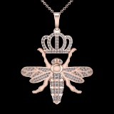 1.86 Ctw VS/SI1 Diamond 14K Rose Gold butterfly Necklace (ALL DIAMOND ARE LAB GROWN )