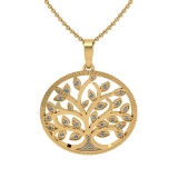 0.41 Ctw SI2/I1 Diamond 14K Yellow Gold Tree Pendant Necklace