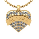 0.34 Ctw SI2/I1 Diamond 14K Yellow Gold Express your Country/ state love ALASKA Necklace