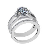 3.51 Ctw VS/SI1 Diamond Style 14K White Gold Engagement Set Ring