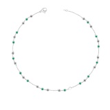 3.00 Ctw VS/SI1 Emerald And Diamond 14K White Gold Yard Necklace