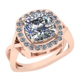 4.38 CtwVS/SI1 Diamond 14K Rose Gold Engagement Halo Ring