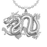 14k White Gold Dragon /Zodiac symbol Pendant Necklace Weight Approx 23.10 Gram