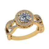 1.31 Ctw VS/SI1 Diamond Prong Set 10K Yellow Gold Engagement Halo Ring