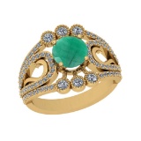 2.70 Ctw VS/SI1 Emerald And Diamond 14K Yellow Gold Engagement /Wedding/Anniversary Ring
