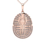 1.21 Ctw VS/SI1 Diamond 14K Rose Gold Hiphop Cleopatra Egyptian Pharaoh Statue Necklace ALL DIAMOND