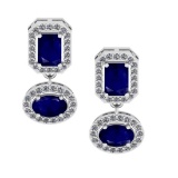 2.45 Ctw VS/SI1 Blue Sapphire And Diamond 14K White Gold Earrings