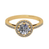 1.22 Ctw VS/SI1 Diamond 14K Yellow Gold Engagement Halo Ring