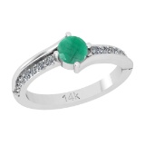 1.07 Ctw VS/SI1 Emerald And Diamond 14K White Gold Bypass Ring