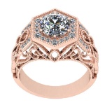 2.60 Ctw VS/SI1 Diamond 14K Rose Gold Engagement /Wedding Halo Ring