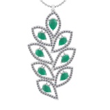 4.90 Ctw VS/SI1 Emerald And Diamond 14K White Gold Pendant Necklace