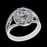 1.26 Ctw VS/SI1 Diamond 18K White Gold Engagement /Wedding Halo Ring
