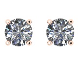 CERTIFIED 1 CTW ROUND F/VVS1 DIAMOND (LAB GROWN IGI Certified DIAMOND SOLITAIRE EARRINGS ) IN 14K YE