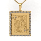 2.10 Ctw VS/SI1 Diamond 14K Yellow Gold Poker theme Pendant Necklace ALL DIAMOND ARE LAB GROWN