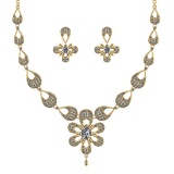 12.50 Ctw VS/SI1 Diamond 14K Yellow Gold Pendant + Earrings Necklace ALL DIAMOND ARE LAB GROWNSet