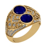 5.35 Ctw VS/SI1 Blue Sapphire And Diamond 14K Yellow Gold Engagement /Wedding/Anniversary Ring