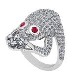 3.44 Ctw VS/SI1 Ruby and Diamond 14K White Gold frog Ring