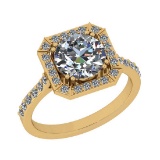 2.60 CtwVS/SI1 Diamond 14K Yellow Gold Engagement Halo Ring