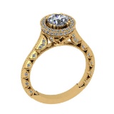 1.78 Ctw SI2/I1 Diamond 14K Yellow Gold Engagement /Wedding Halo Ring