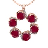 7.68 Ctw VS/SI1 Ruby And Diamond 14K Rose Gold Pendant Necklace