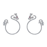 1.81 CtwVS/SI1 Ruby And Diamond 14K White Gold Dragon Earrings