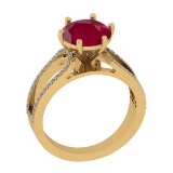 3.05 Ctw VS/SI1 Ruby And Diamond 14K Yellow Gold Engagement /Wedding/Anniversary Ring