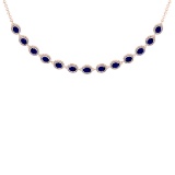 11.30 Ctw VS/SI1 Blue Sapphire And Diamond 14K Rose Gold Girls Fashion Necklace