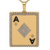 2.81 Ctw VS/SI1 Diamond 14K Yellow Gold Poker theme Necklace ALL DIAMOND ARE LAB GROWN
