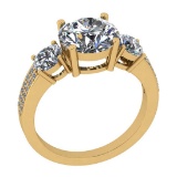 4.15 Ctw VS/SI1 Diamond 14K Yellow Gold three stone Ring