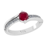 1.07 Ctw VS/SI1 Ruby And Diamond 14K White Gold Bypass Ring