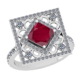2.24 Ctw VS/SI1 Ruby And Diamond 14K White Gold Engagement /Wedding/Anniversary Ring