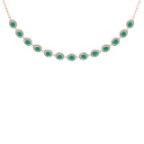 11.30 Ctw VS/SI1 Emerald And Diamond 14K Rose Gold Girls Fashion Necklace