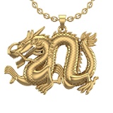 14k Yellow Gold Dragon /Zodiac symbol Pendant Necklace Weight Approx 23.10 Gram