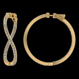 2.22 Ctw VS/SI1 Diamond 14K Yellow Gold Hoop Earrings