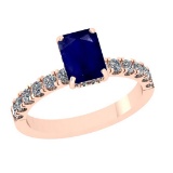 1.05 Ctw VS/SI1 Blue Sapphire And Diamond 14K Rose Gold Cocktail Ring